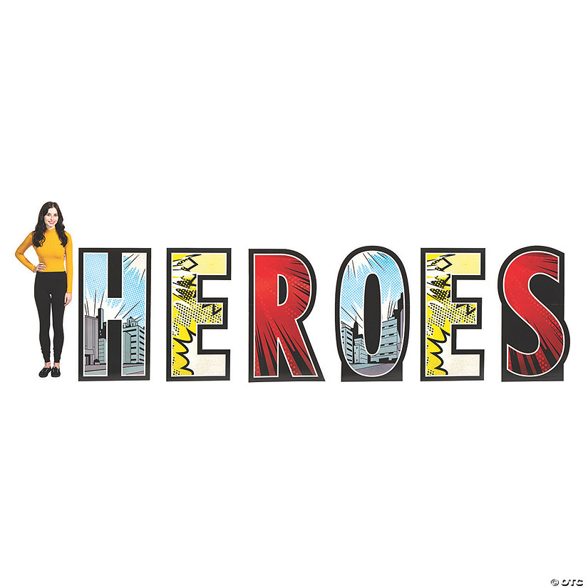 50" Heroes Letter Cardboard Cutout Stand-Ups - 6 Pc. Image