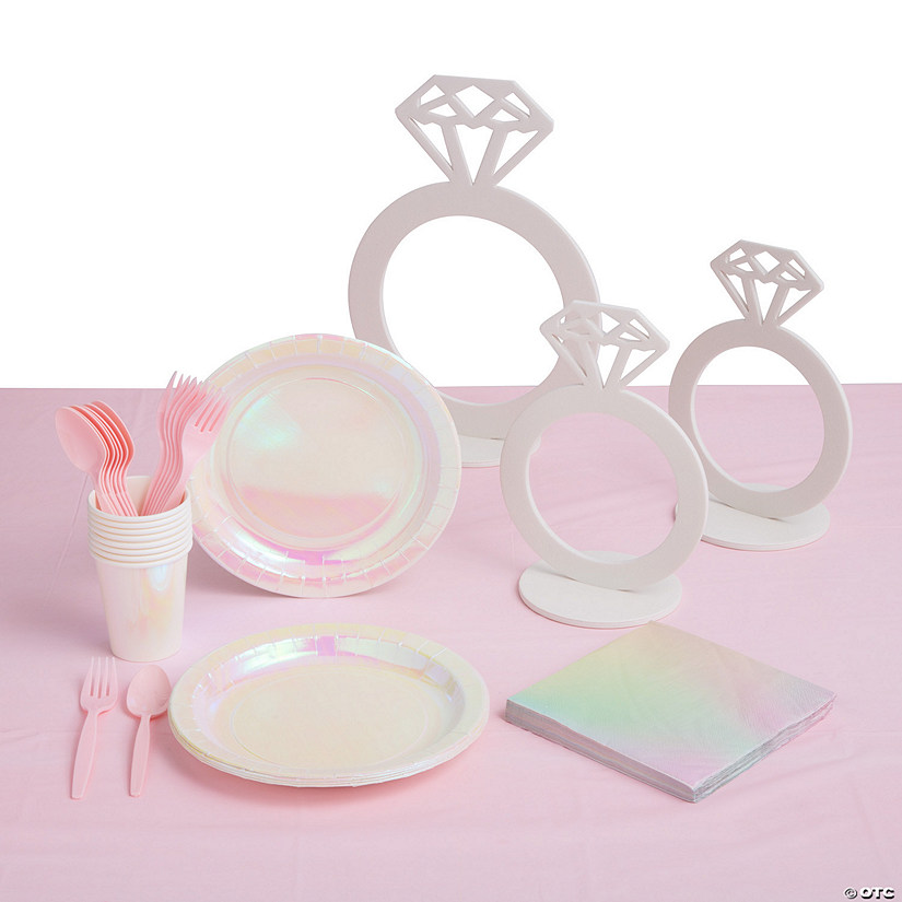 50 Pc. Iridescent Bachelorette Party Tableware Kit for 8 Guests Image