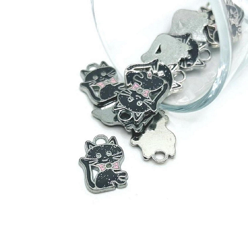 50 Pc Black Glitter Cat Charms Image