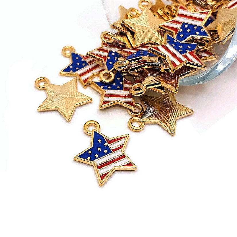 50 Pcs American Flag Star Charms Image