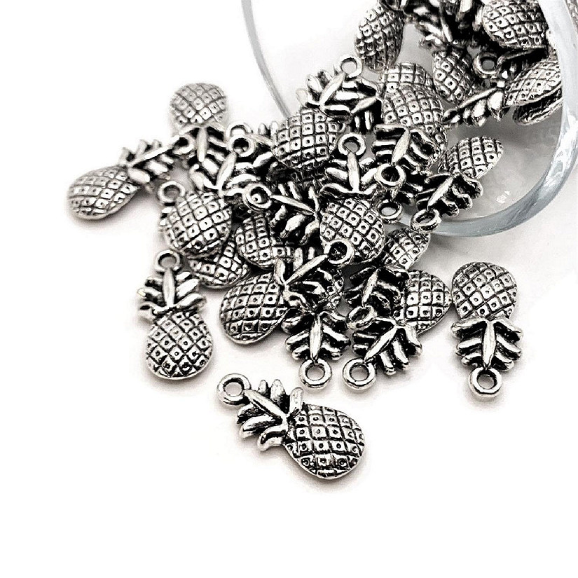 50 Pcs Antiqued Silver Pineapple Charms Image