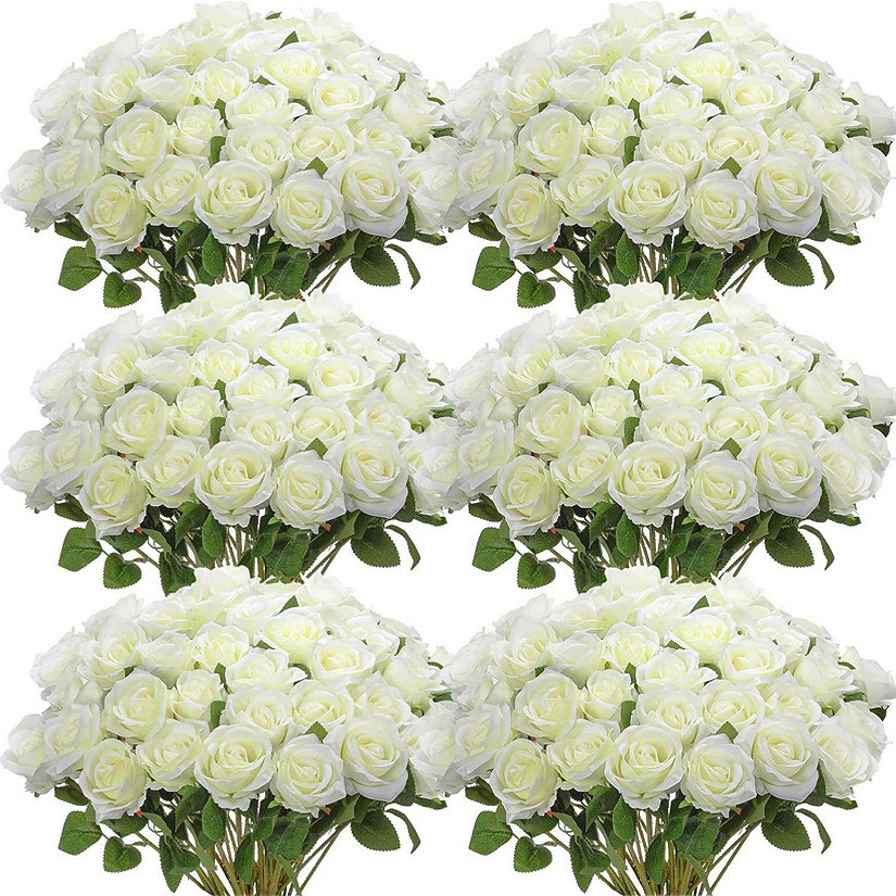 50 Pcs Artificial Silk Roses with Stem Image