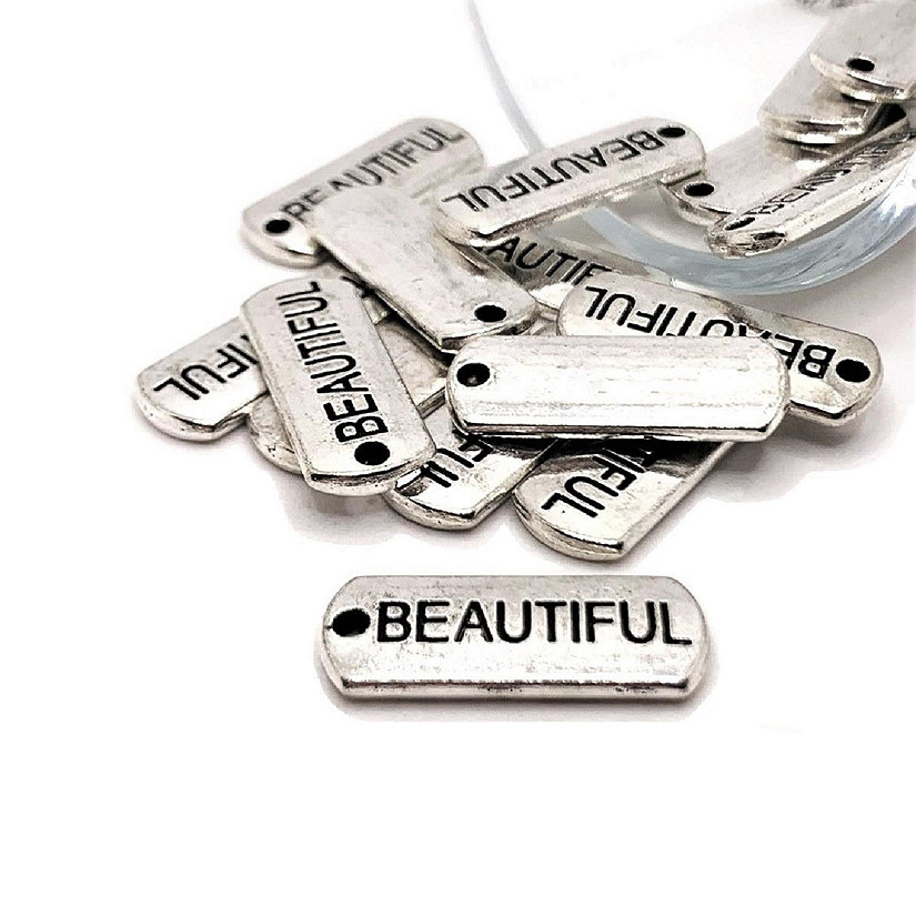 50 Pcs Beautiful Word Bar Tag Charms Image