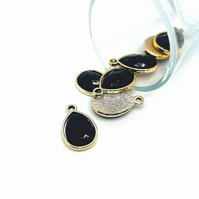 50 Pcs Black Acrylic Teardrop Charms Image