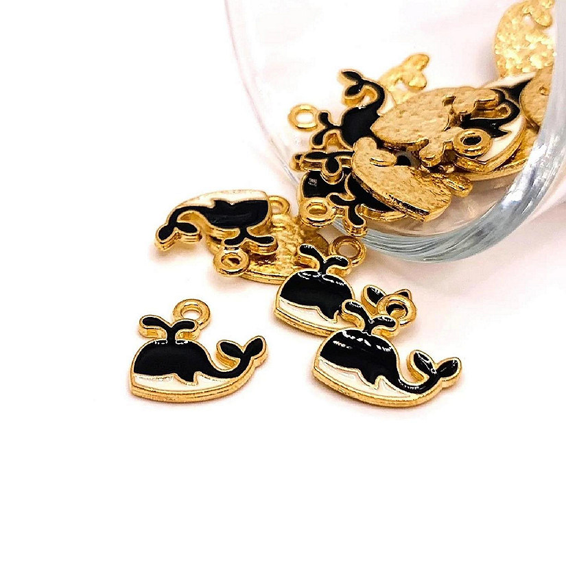 50 Pcs Black and White Whale Charms Image