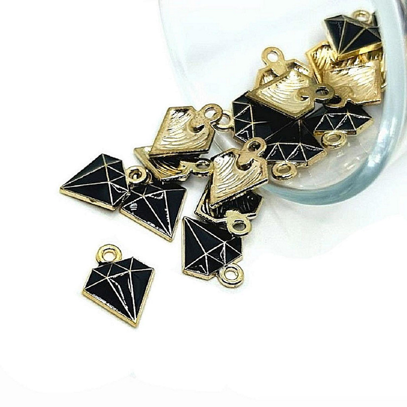 50 Pcs Black Diamond Shape Charms Image