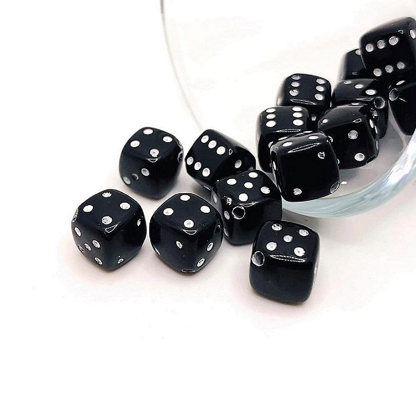 50 Pcs Black Dice Gambler 3D Beads Image