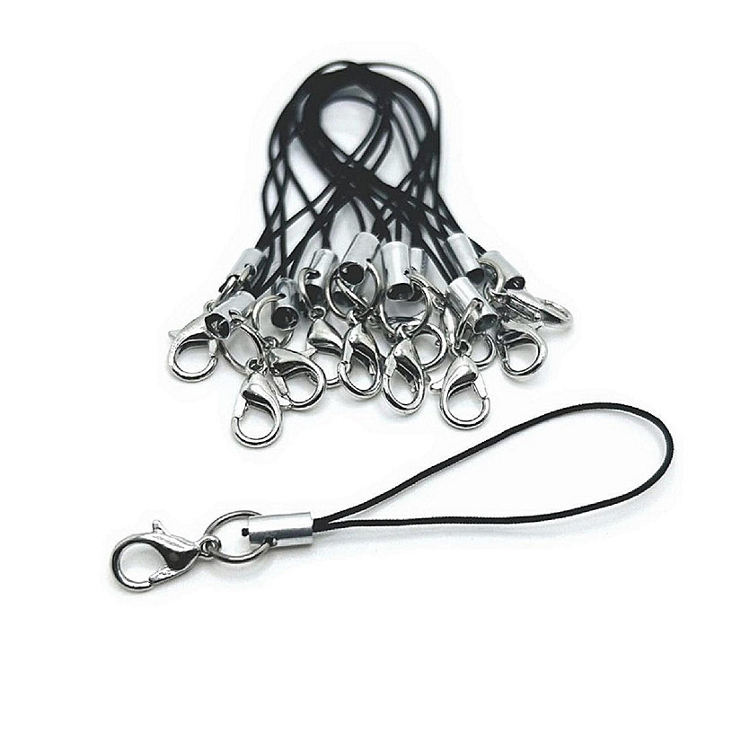 50 Pcs Black Silver Cell Phone Lanyards Image