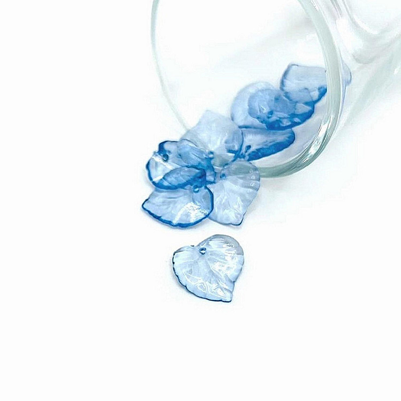 50 Pcs Blue Acrylic Leaf Charms Image