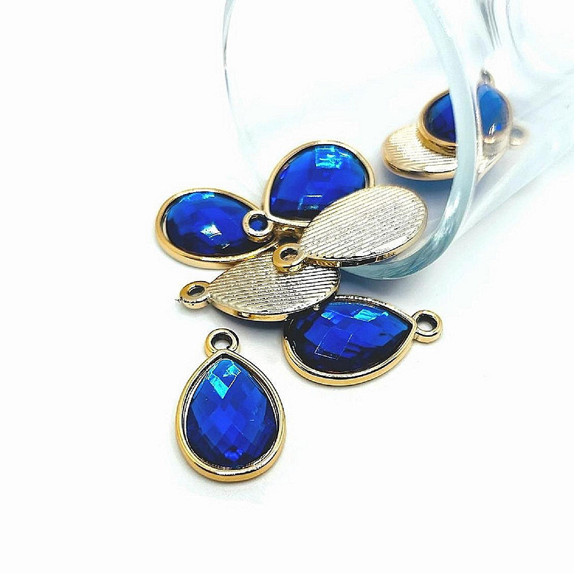 50 Pcs Blue Acrylic Teardrop Charms Image
