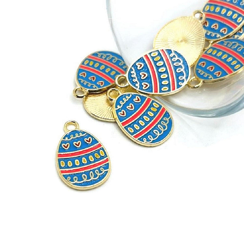 50 Pcs Blue and Pink Easter Egg Charms Image