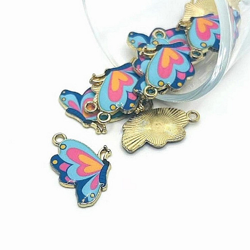 50 Pcs Blue Butterfly Charms Image