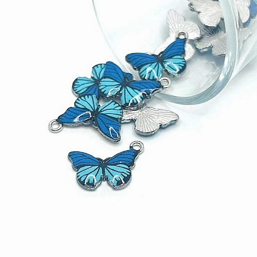 50 Pcs Blue Striped Butterfly Charms Image