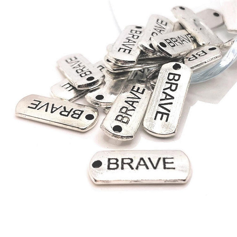 50 Pcs Brave Word Bar Tag Charms Image