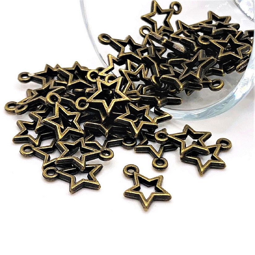50 Pcs Bronze Open Star Charms Image