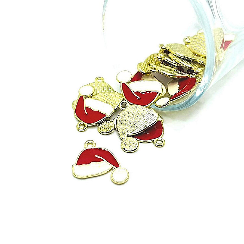 50 Pcs Christmas Santa Hat Charms Image
