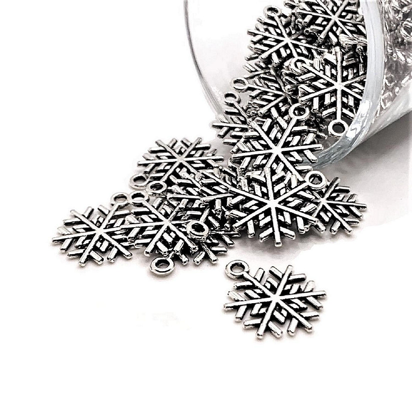 50 Pcs Christmas Winter Snowflake Charms Image