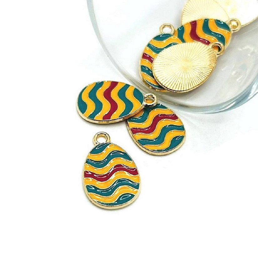 50 Pcs Colorful Retro Easter Egg Charms Image