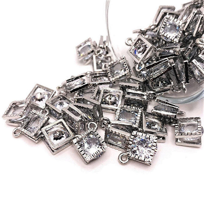 50 Pcs Cubic Zirconia Caged Charms Image