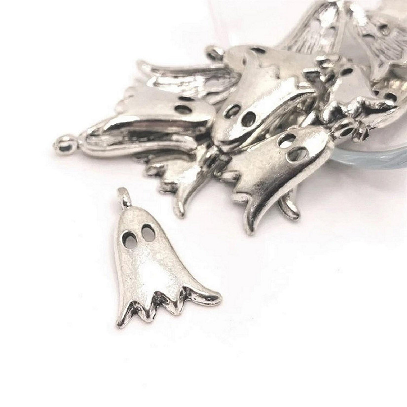 50 Pcs Cute Silver Ghost Charms Image