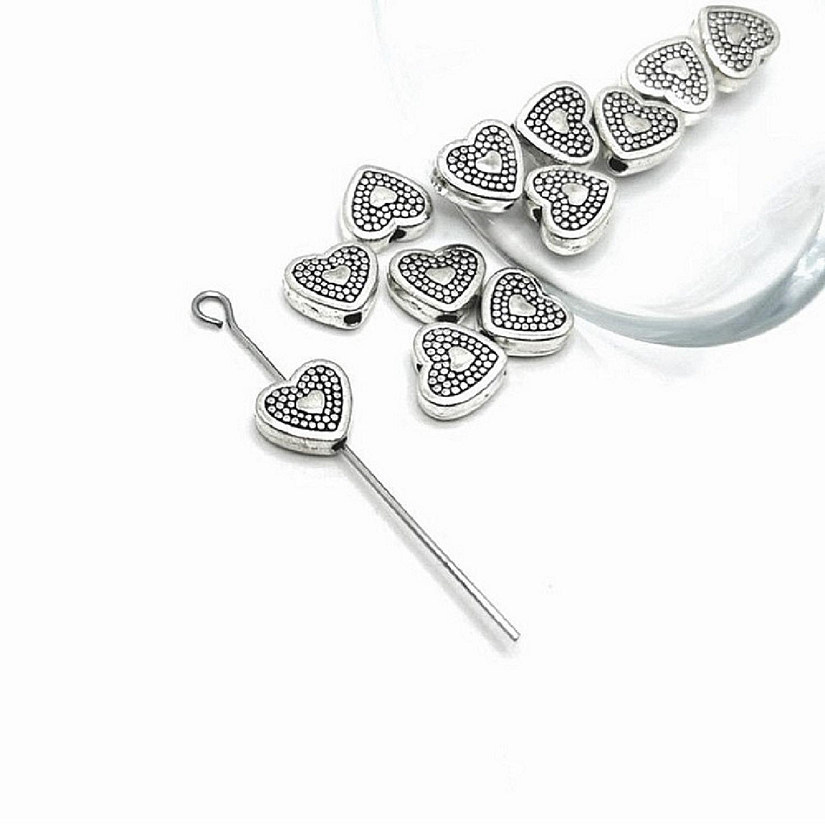 50 Pcs Dotted Heart Spacer Charm Beads Image