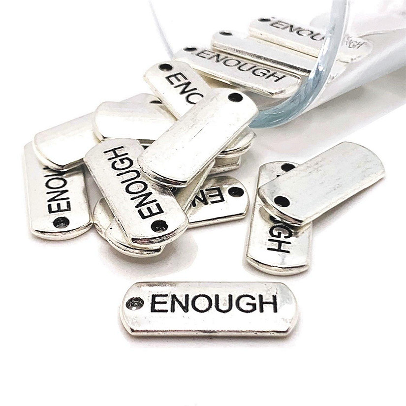 50 Pcs Enough Word Bar Tag Charms Image
