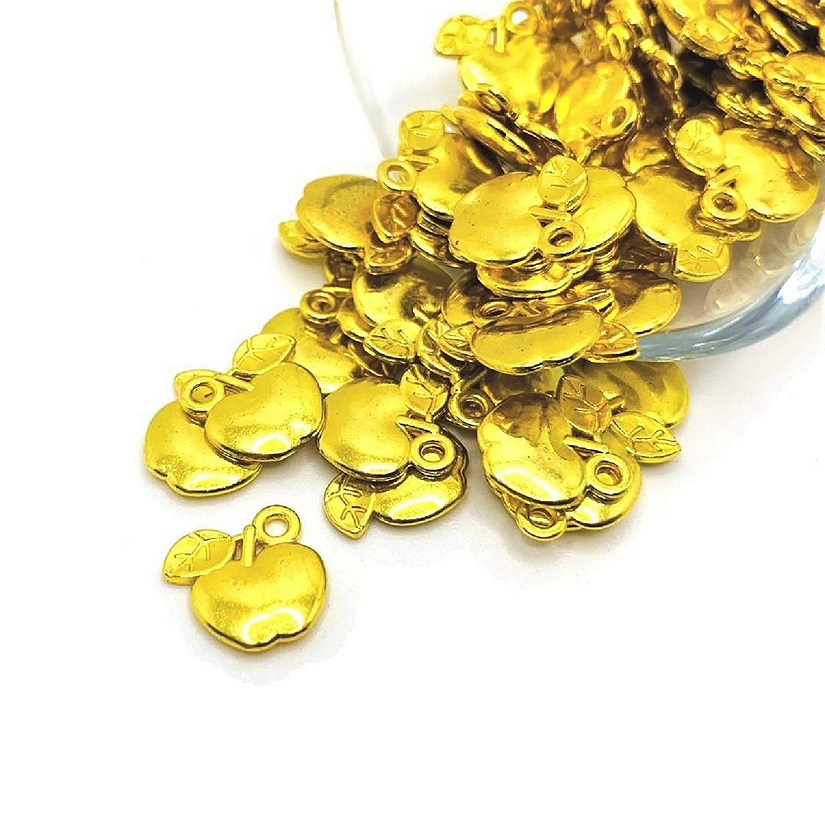 50 Pcs Gold Apple Teacher Charms Image