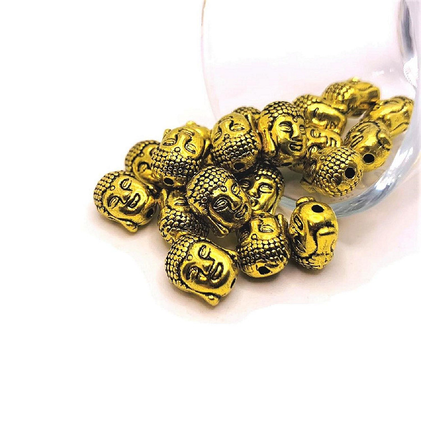 50 Pcs Gold Happy Buddha Head Beads Image