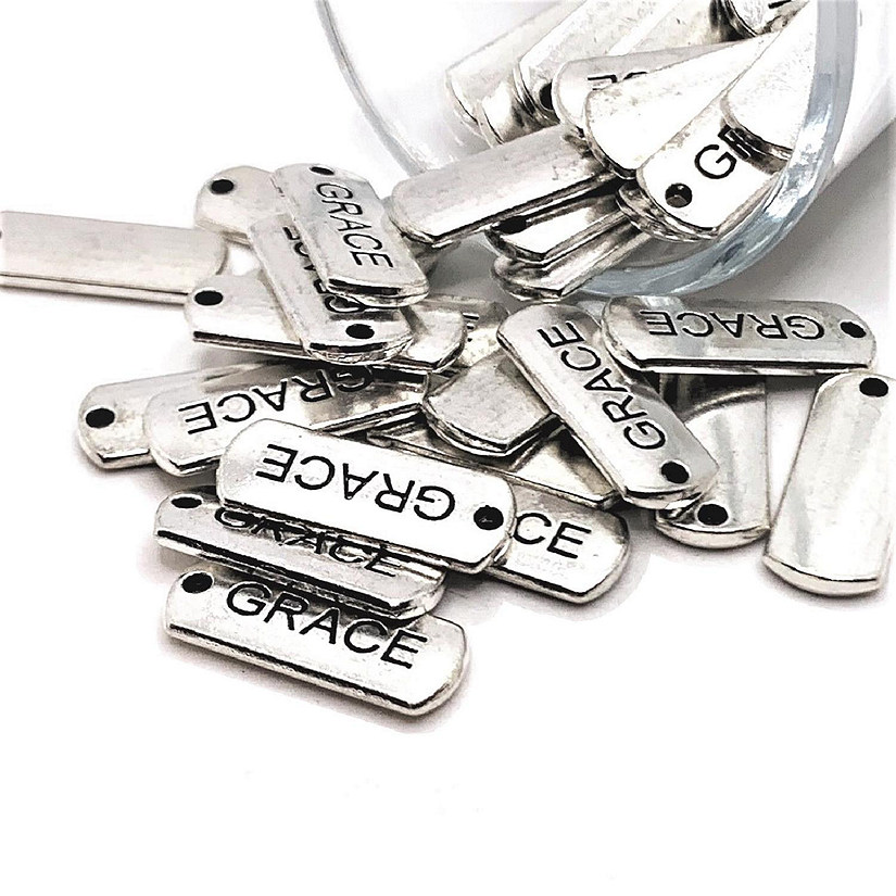 50 Pcs Grace Word Bar Tag Charms Image