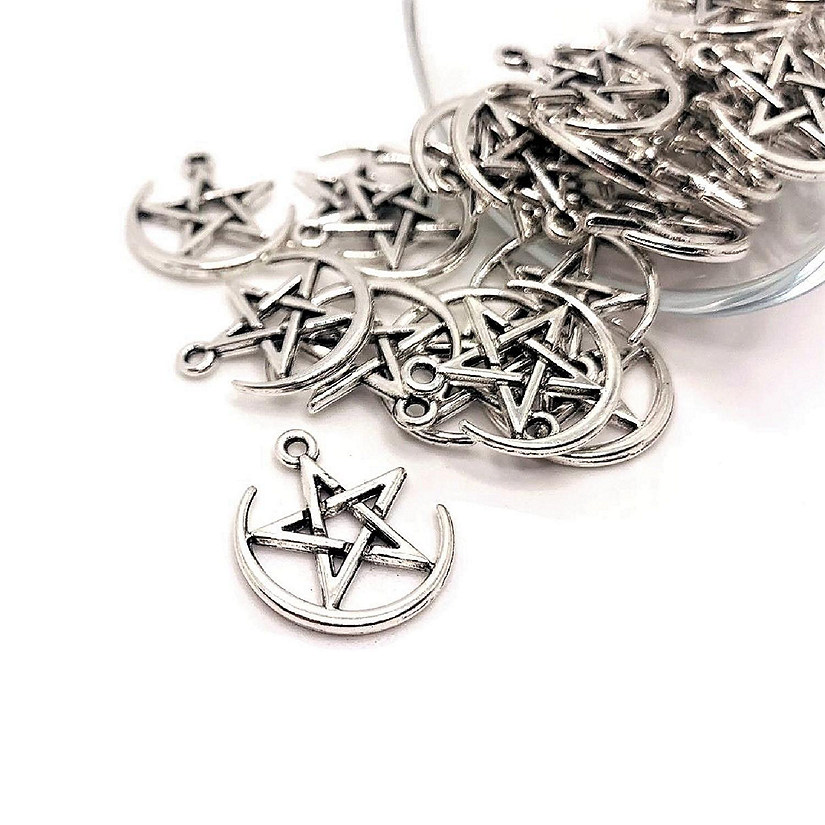 50 Pcs Halloween Pentacle and Moon Charm Image