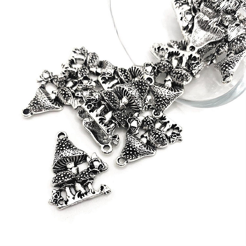 50 Pcs Mushroom Charms with Butterfly Image