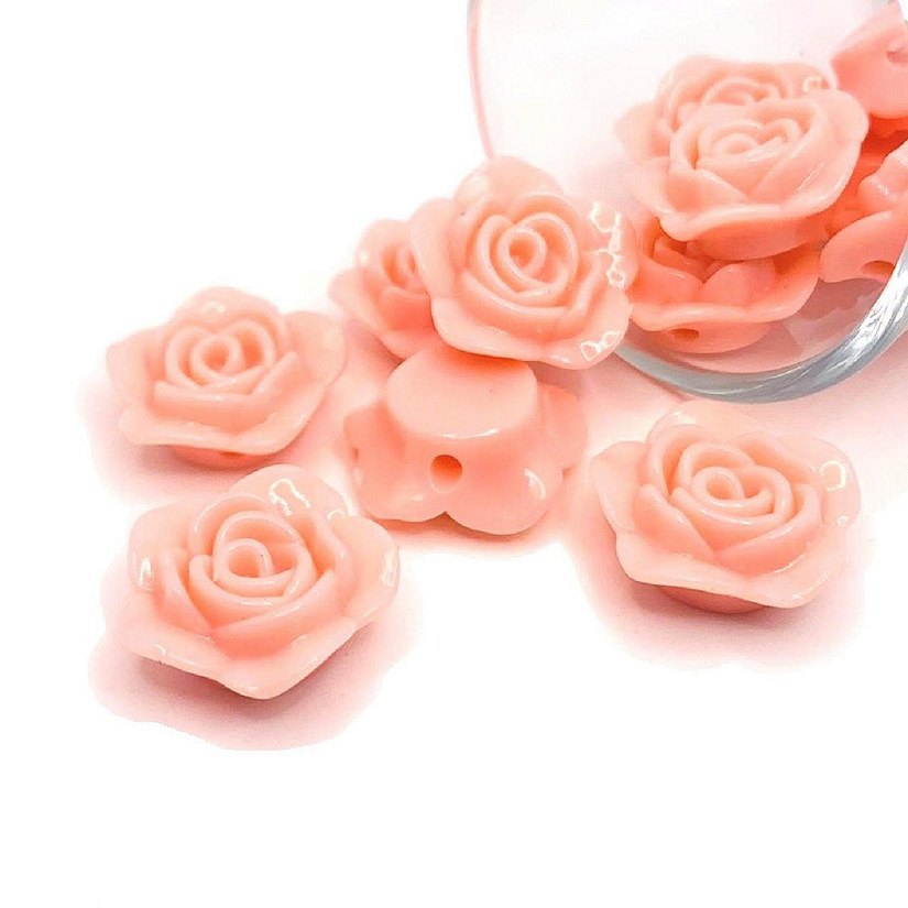50 Pcs Peach Chunky Rose Flower Beads Image