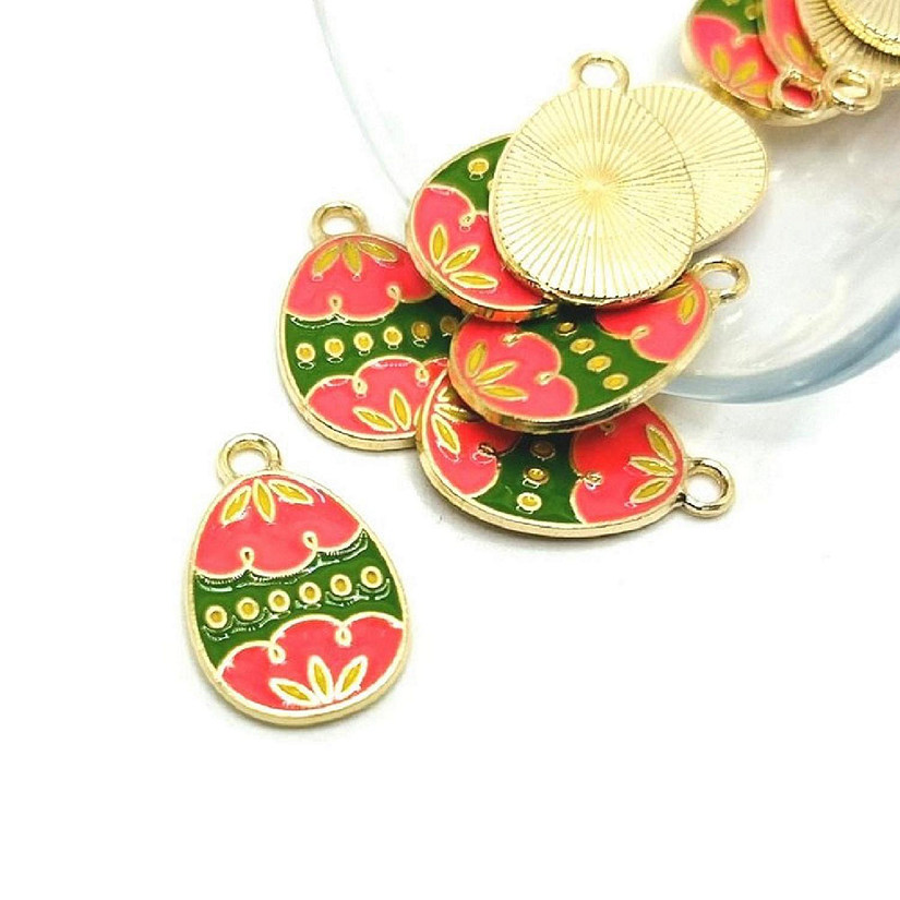 50 Pcs Pink and Green Easter Egg Charms Image