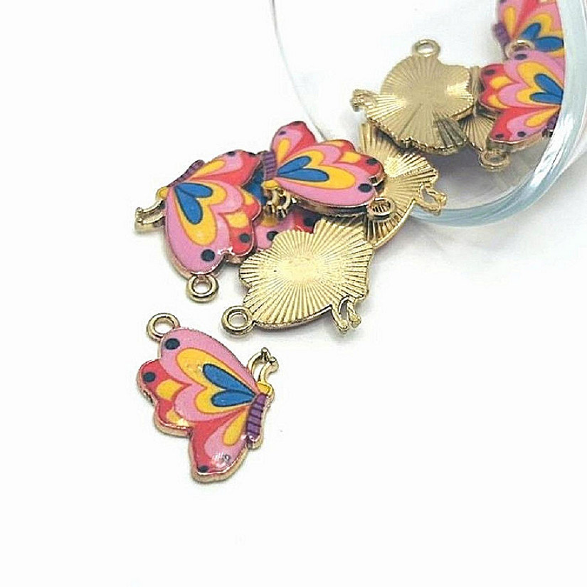 50 Pcs Pink Butterfly Charms Image