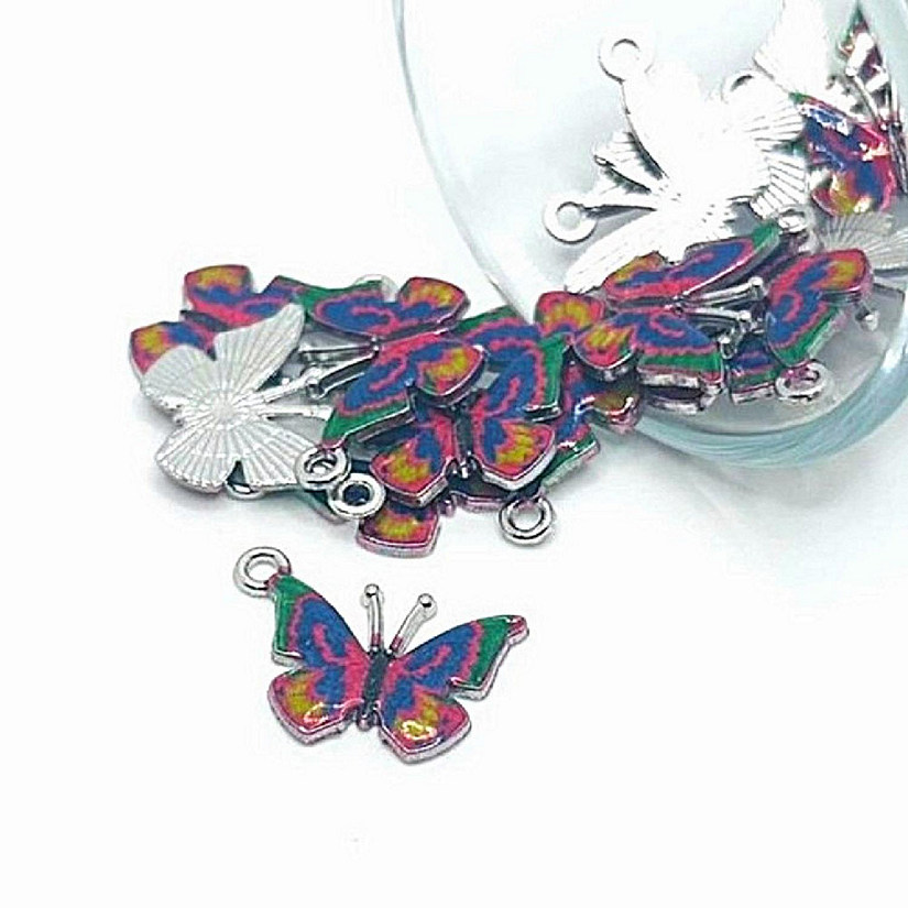 50 Pcs Purple Butterfly Charms Image