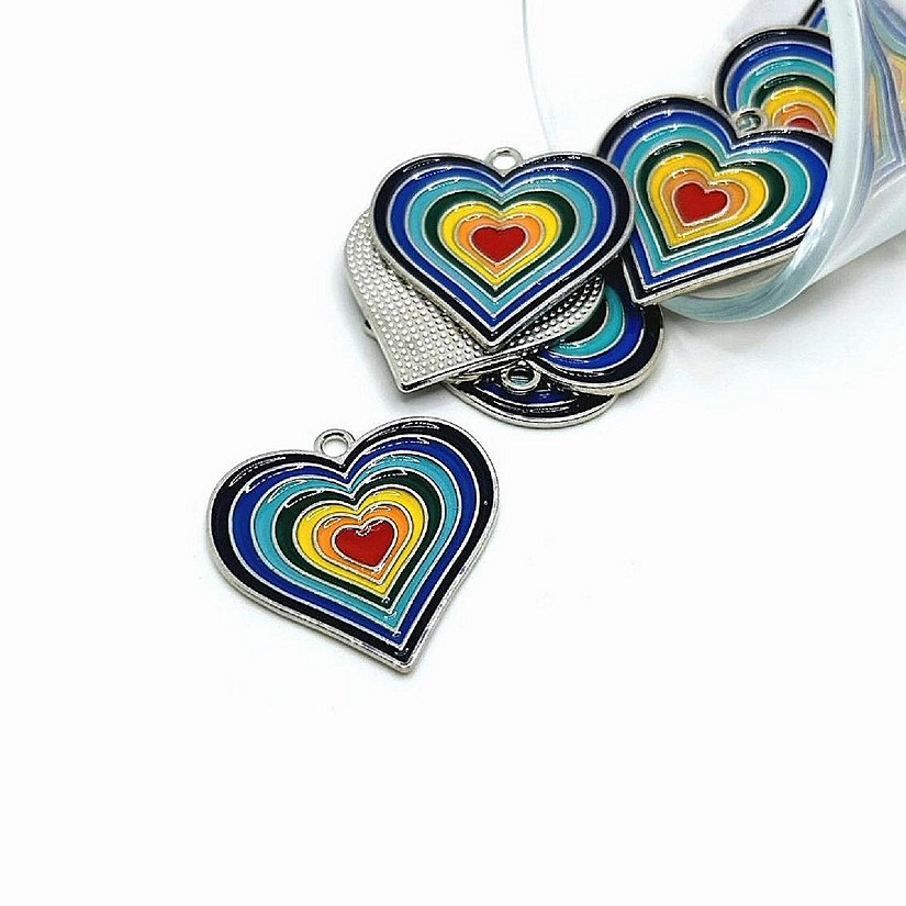 50 Pcs Rainbow Heart Charms Image