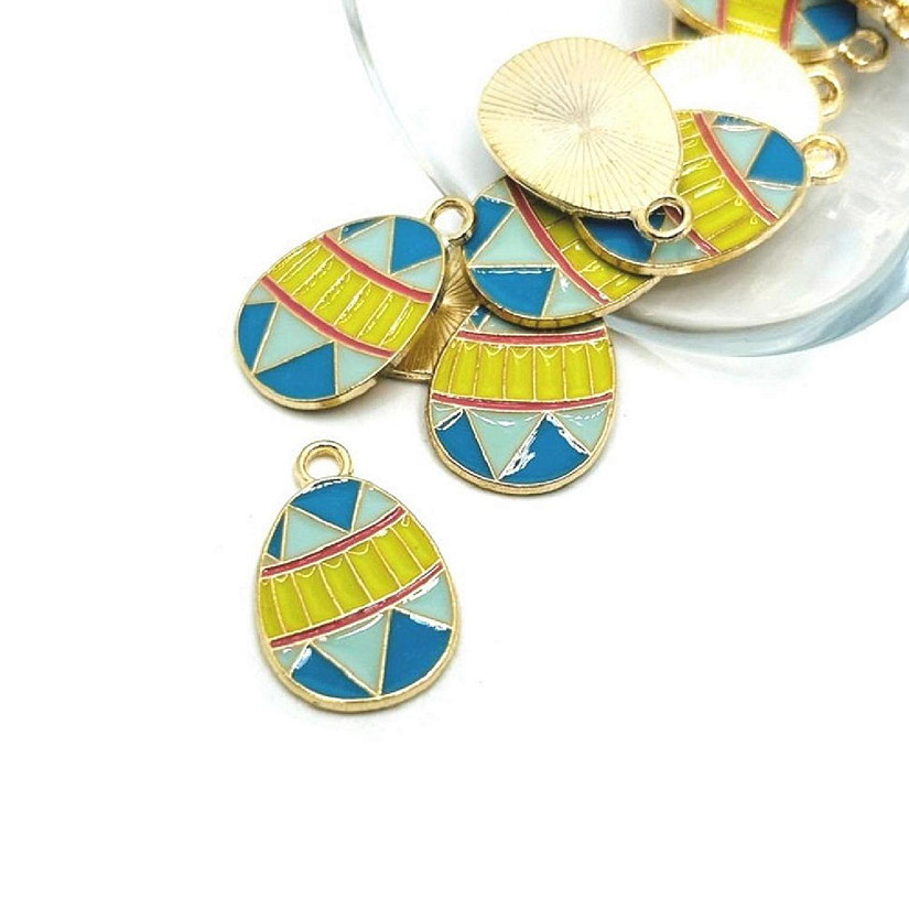 50 Pcs Retro Blue Easter Egg Charms Image