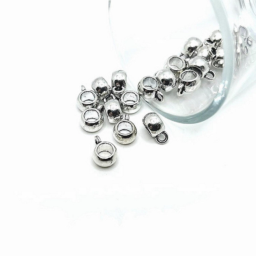 50 Pcs Rhodium Silver Round Cup Bails Image