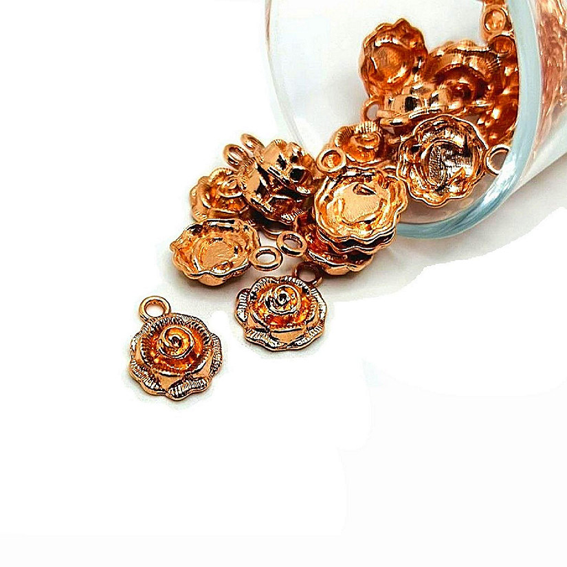 50 Pcs Rose Gold Rose Bud Charms Image