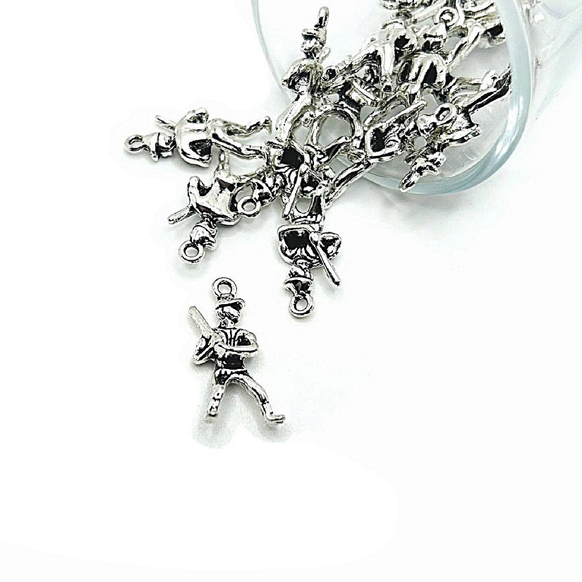 50 Pcs Silver Baseball Player 3D Charms Image