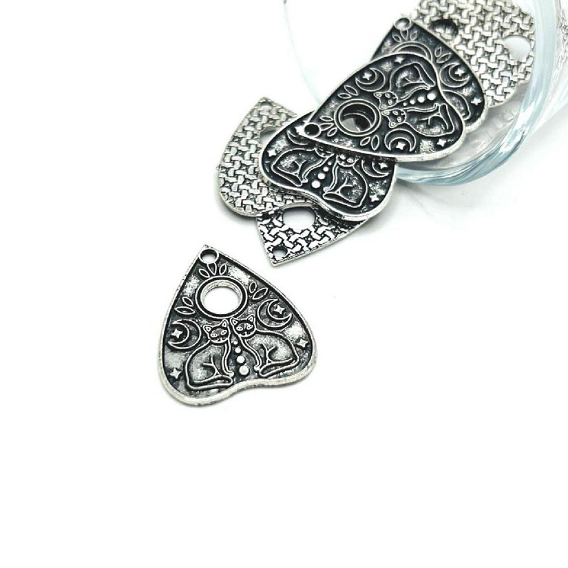 50 Pcs Silver Cat Planchette Charms Image