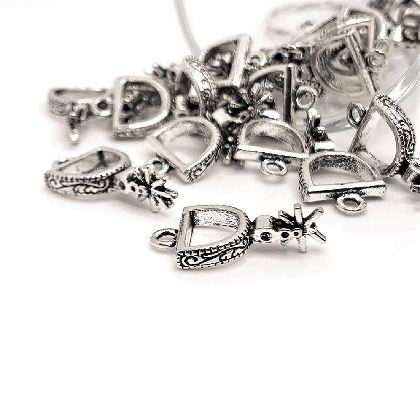 50 Pcs Silver Cowboy Spur 3D Charms Image