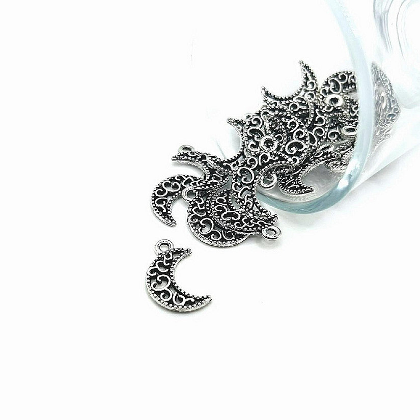 50 Pcs Silver Crescent Moon Charms Image
