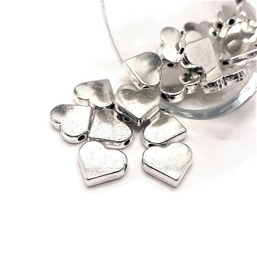 50 Pcs Silver Heart Spacer Beads Image