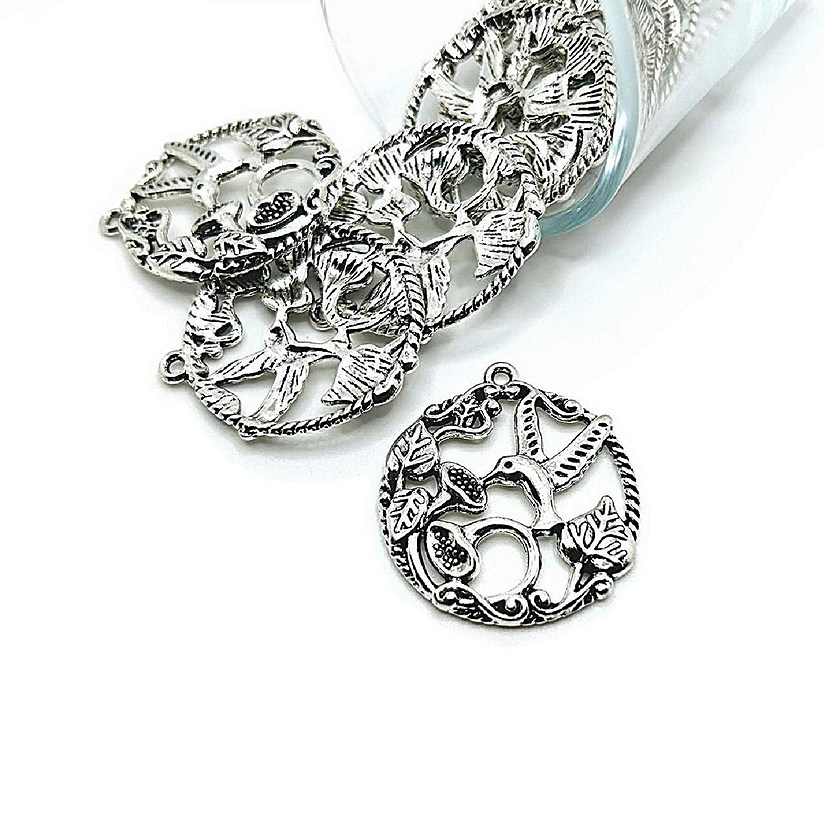 50 Pcs Silver Hummingbird Pendant Charms Image