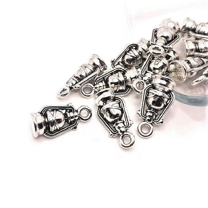50 Pcs Silver Lantern 3D Charms Image