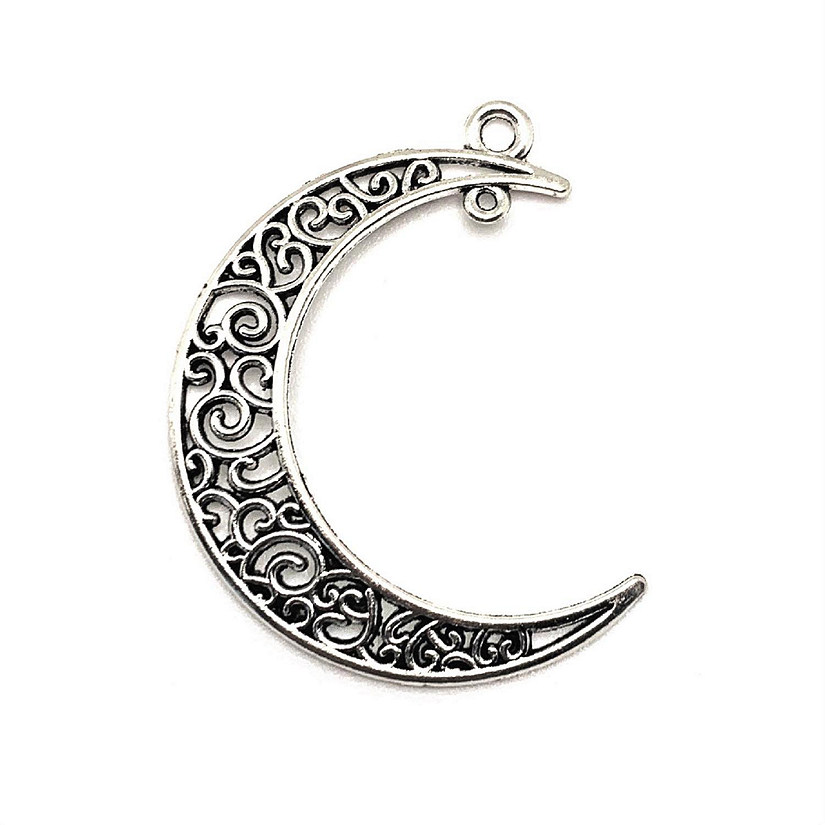 50 Pcs Silver Moon Double Hoop Charms Image