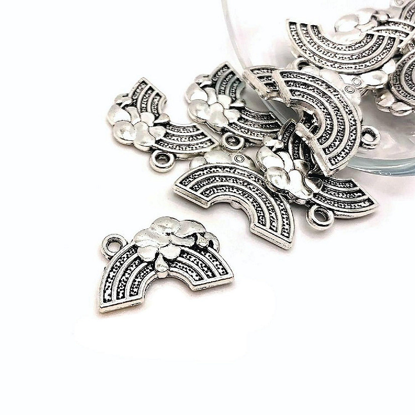 50 Pcs Silver Rainbow with Cloud Charms Image