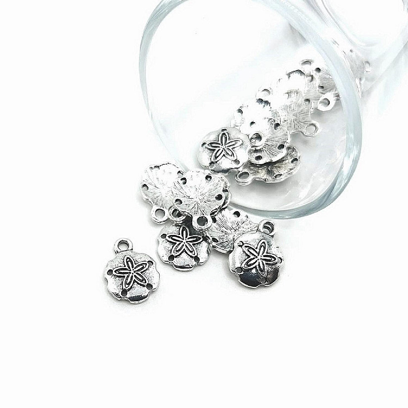 50 Pcs Silver Sand Dollar Charms Image