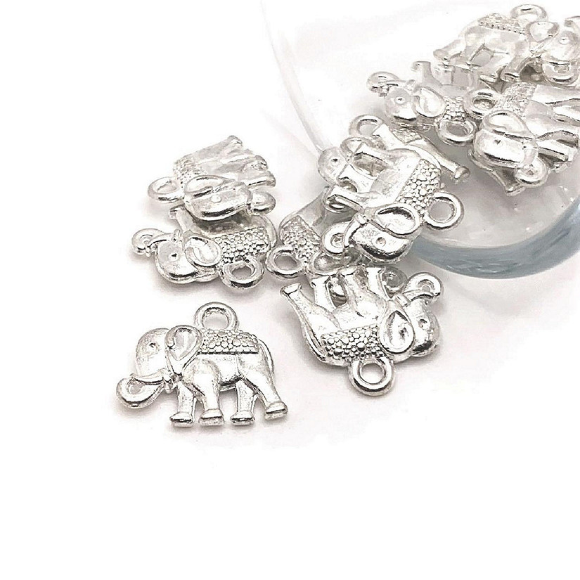 50 Pcs Silver Tibetan Elephant Charms Image